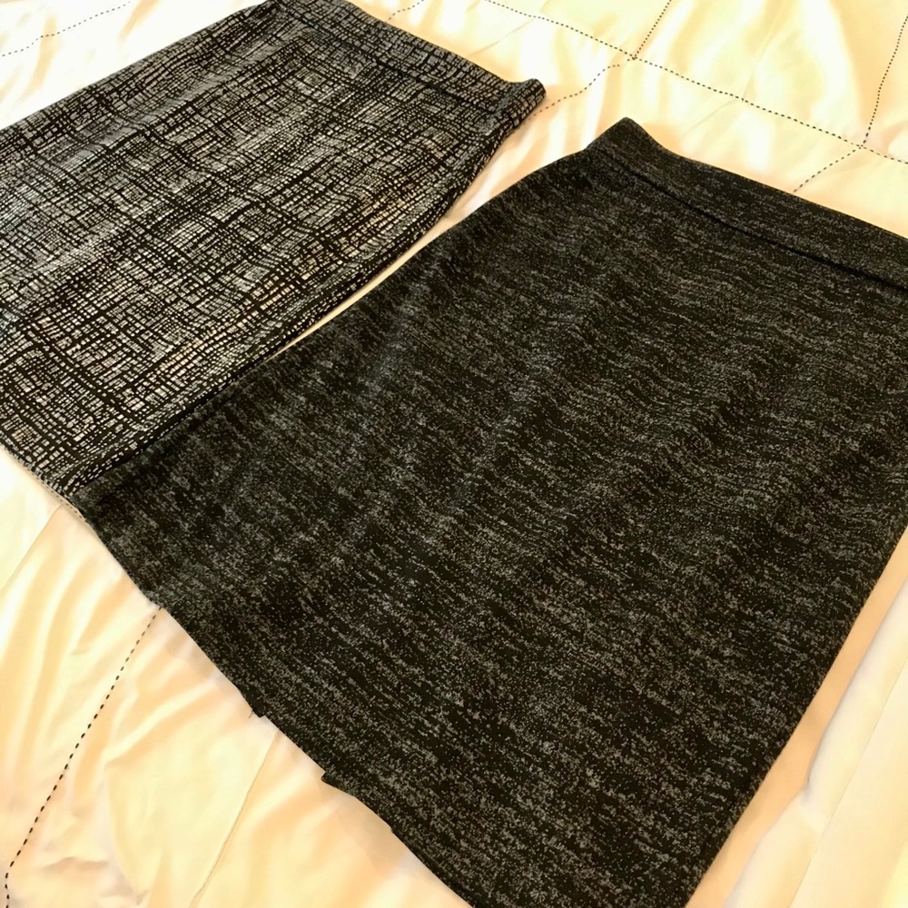 2 pencil skirts - black/white & gray/black